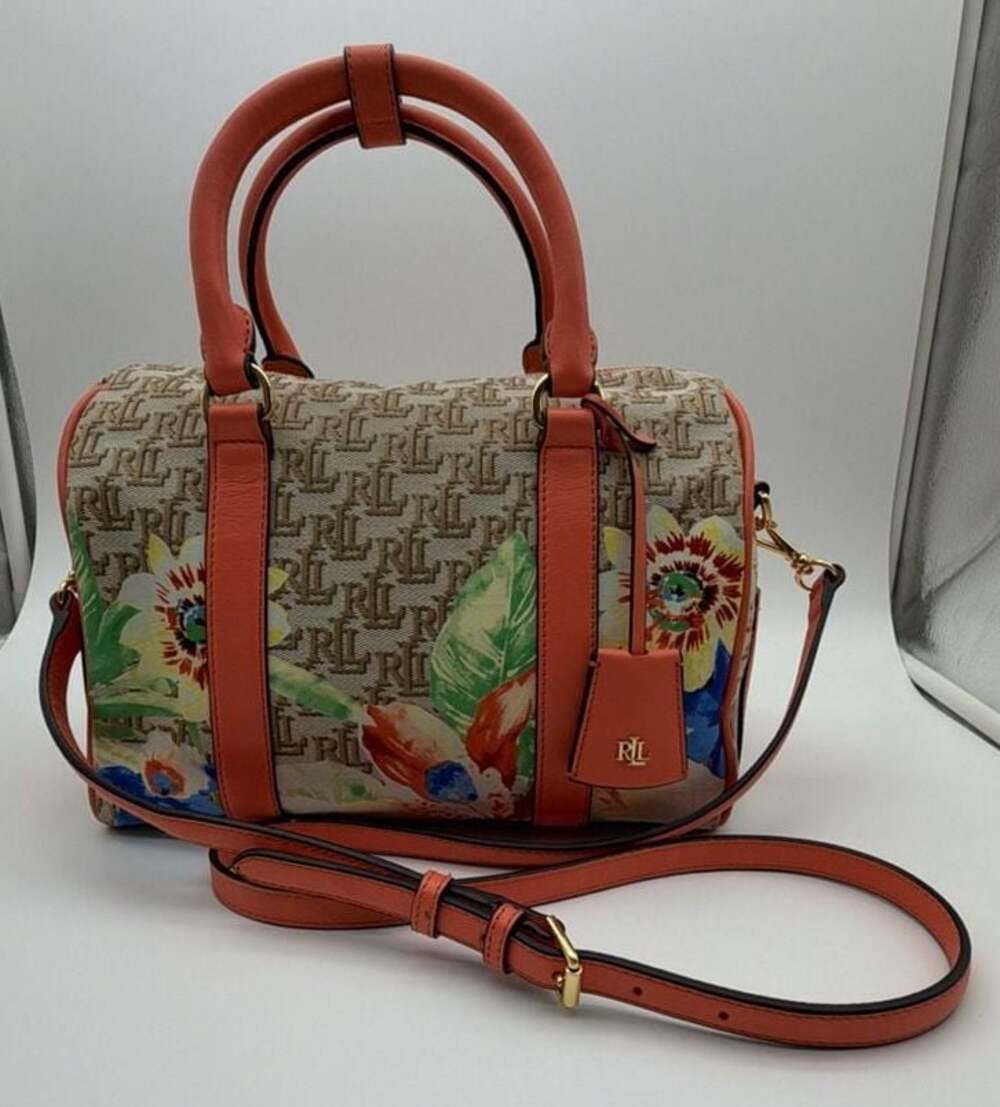 Lauren Ralph Lauren Monogram Jacquard Floral Medium Kaden Satchel Crossbody Bag